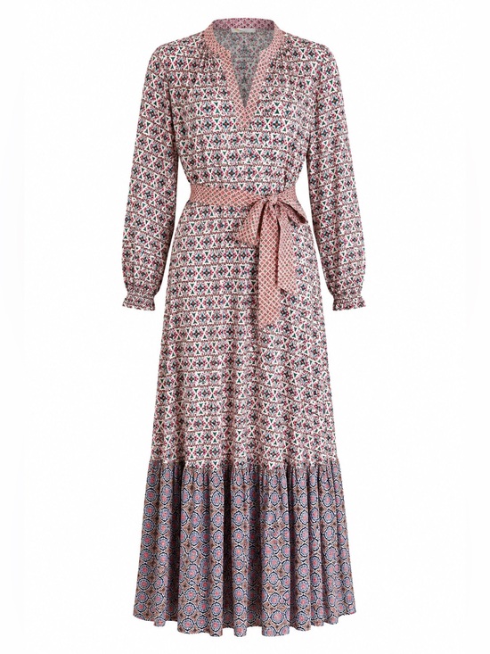 Boden Dresses & Skirts - Boden Easy Henley Dress Mixed Print Belted Maxi Midi Dress Sz 6 Prairie Boho